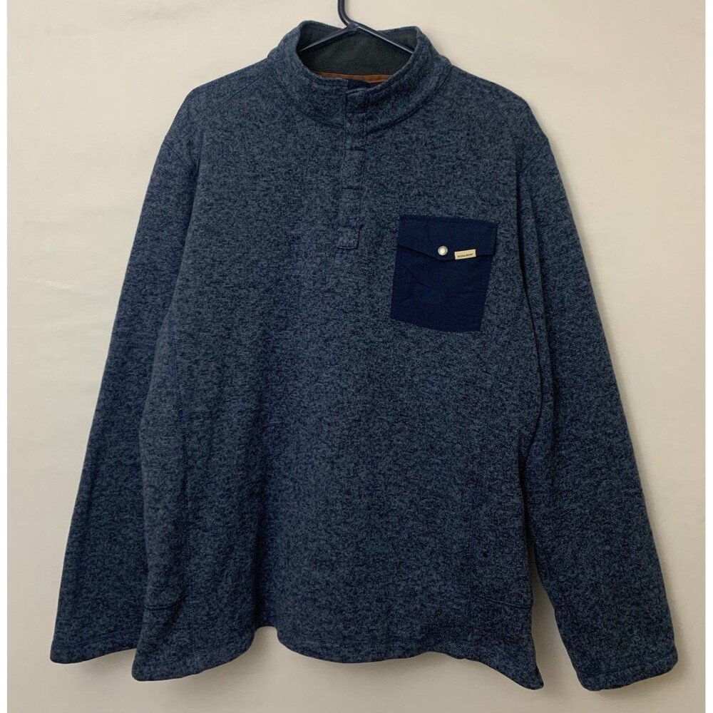 Woolrich Men’s Pullover Sweater Size XXL 2XL Blue Long-Sleeve 1/4 Snap Button